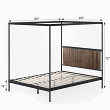 Load image into Gallery viewer, Wesley Metal and Wood Canopy Platform Bed

